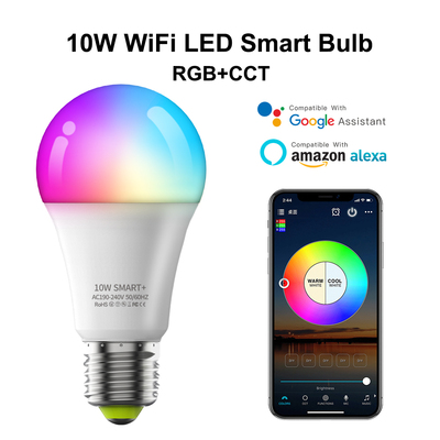 10W  WIFI+ble+2.4G Intelligent full-color RGB+CCT bulb